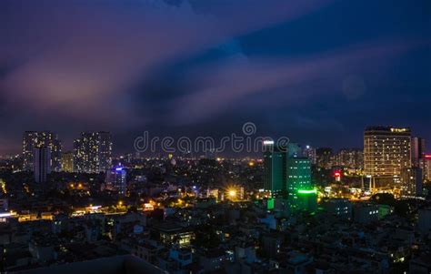 Hanoi View from the Sky by Night Editorial Photography - Image of cloud ...