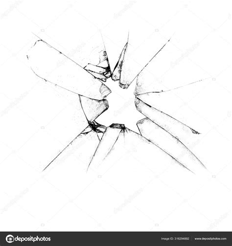 Abstraction of broken glass on a white background. Vandalized glass