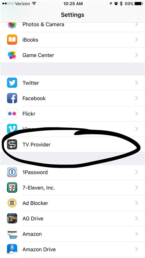 Tv Provider Setting showing up in settings : iphone