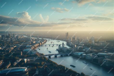 premium photo aerial view  london skyline  sunset