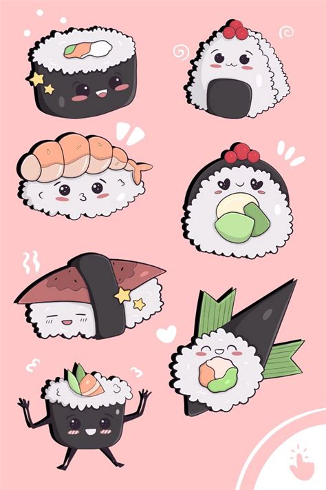 Kawaii Sushi Clipart Png Sushi Stickers Png In Kawaii Sushi