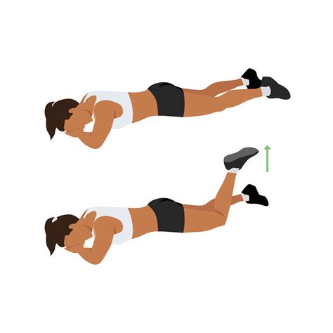 Woman Doing Prone Or Lying Knee Bends Exercise Flat Vector 23686421