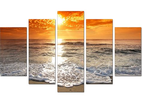 Beach Sunset Canvas Prints for your Living Room - 5 Part