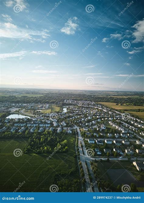 Above Aerial Vertical View of Residential Houses and Yards in Suburb