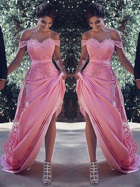 Vestido Madrinha De Casamento Lace Evening Dresses Sweep Train Prom