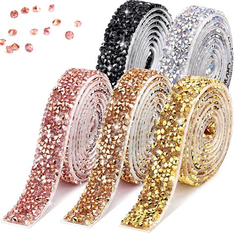 Amazon 5 Rolls Crystal Rhinestone Ribbon Shiny Rhinestone Ribbon