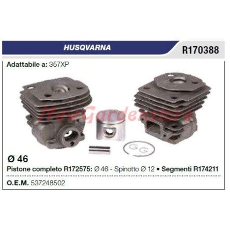 Cilindro Pistone Segmenti HUSQVARNA Motosega 357XP 537248502 Cilind