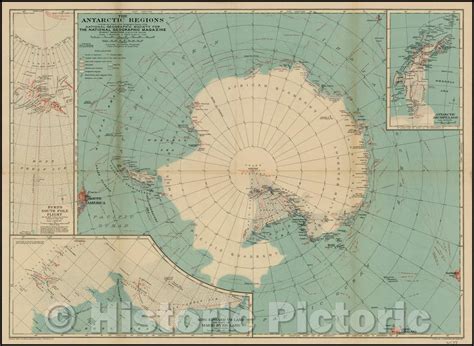 Historic Map The Antarctic Regions 1932 National Geographic Societ