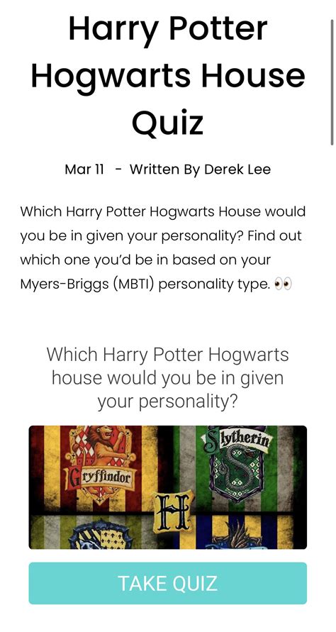 Hogwarts Houses Quiz Harry Potter Hogwarts The 16 Personality Types