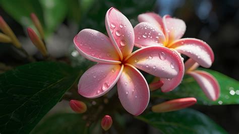 Premium Ai Image Generate Realistic Pink Plumeria Flower Rubra Obtusa