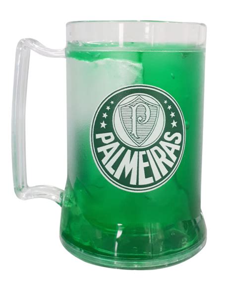 Caneca Gel Palmeiras Mascotes Verde Branco Mania