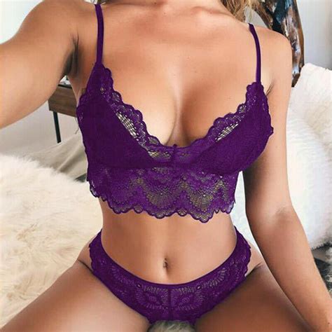 Women Floral Lace Bra Sets Wireless Push Up Bra Sleeveless Lingerie Panties Set Ebay