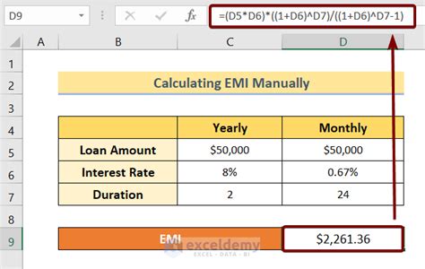 How To Calculate The Emi In Excel Methods Exceldemy