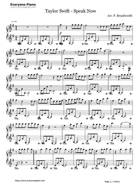 Speak Now Taylor Swift Stave Preview 1 Free Piano Sheet Music And Piano