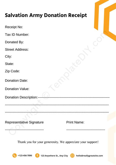 Salvation Army Donation Receipt Template Printable [Pdf & Word]