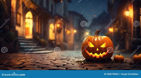 La Zucca Per La Strada Dell antica Città è Il Simbolo Di Halloween Che