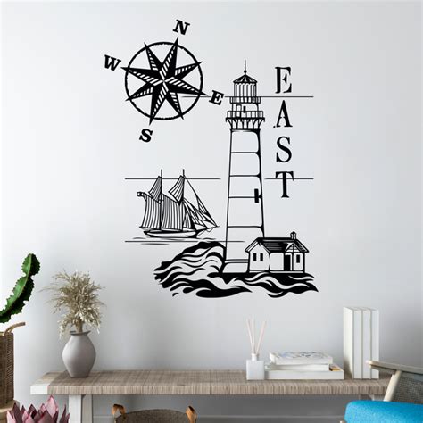 Sticker Mural Phare Et Rose Des Vents Webstickersmuraux