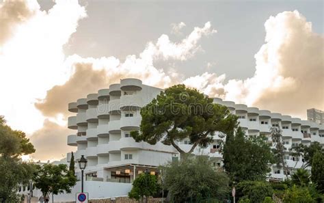 Facade With Balconies Of A White Tourist Hotel Editorial Photo Image