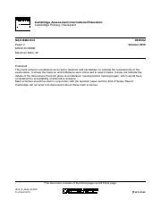 Cambridge Primary Checkpoint Mathematics October Paper