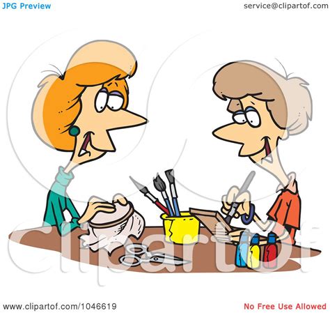 Royalty Free RF Clip Art Illustration Of Cartoon Women Doing Crafts