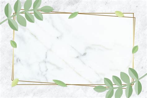 Blank Leafy Rectangle Golden Frame Premium Image By