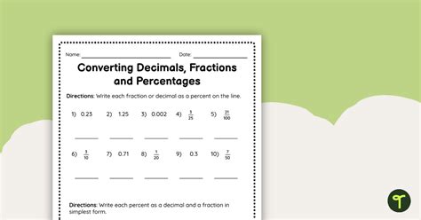 Converting Fractions Decimals And Percentages Worksheet Live Worksheets Library