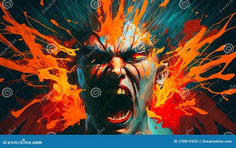 A Man Rage Anger Fuming Abstract Art Image Generative Ai Stock