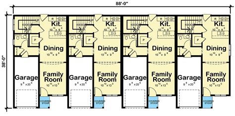 Modern 4 Plex House Plan With 3 Bed 1277 Sq Ft Units 42600db