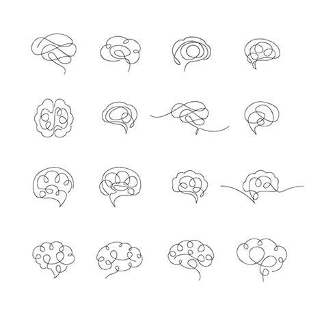 Premium Vector Brain Icon Continue Single Line Illustration Set