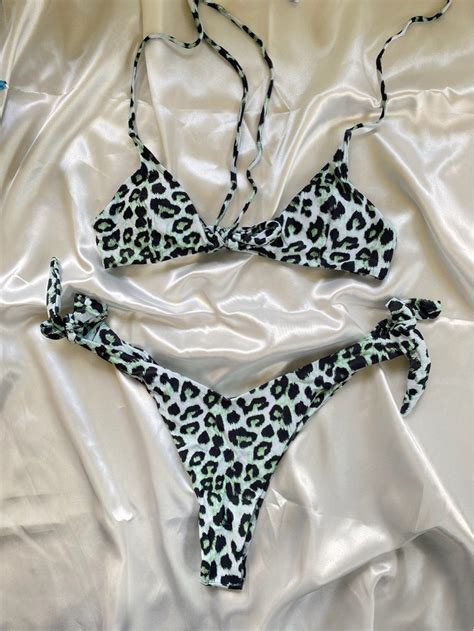 Leopard Print Self Tie Bikini Women S Fashion Swimwear Bikinis