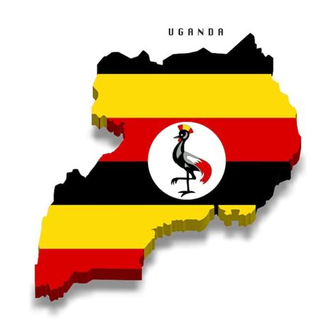 Premium Vector Uganda 3d Flag Map On White Background