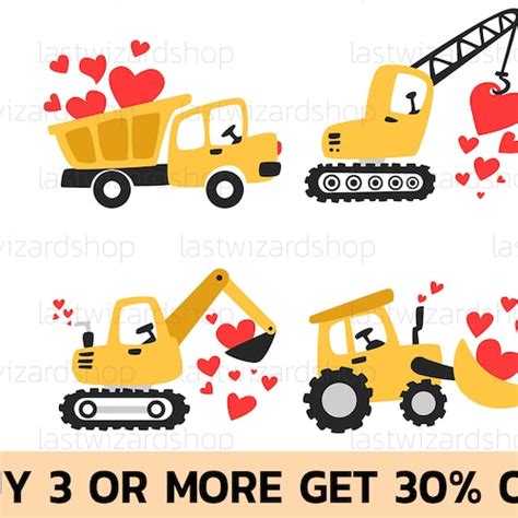 Valentine Construction Bulldozer Svg Excavator Dump Truck Etsy