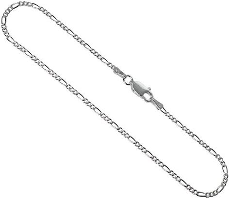 Sterling Silver Necklace Shiny Italian Figaro Chain Pure Italy