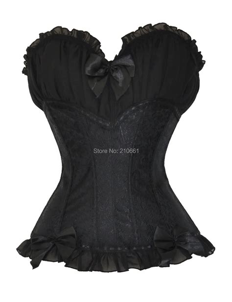 New Sweet Black Color Plastic Boning Lace Up Back Corset Top Bustier 1522 In Bustiers And Corsets