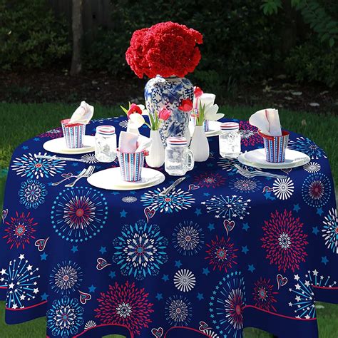 Th Of July Tablecloth Patriotic Decorations Red White And Blue Print