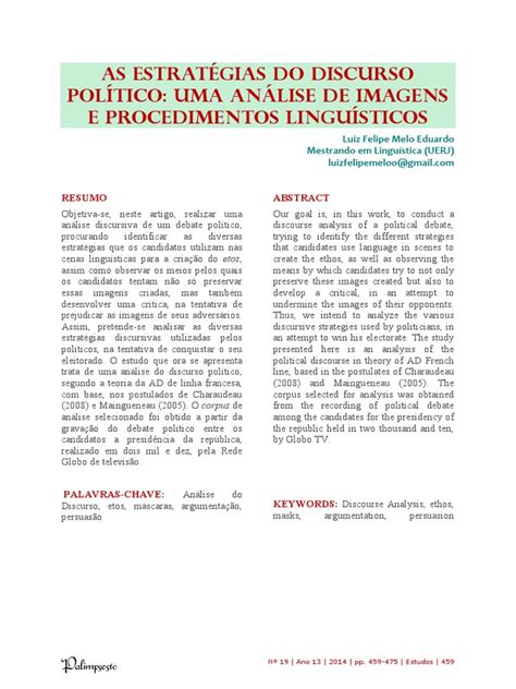 As Estratégias Do Discurso Político Pdf Dilma Rousseff Retórica