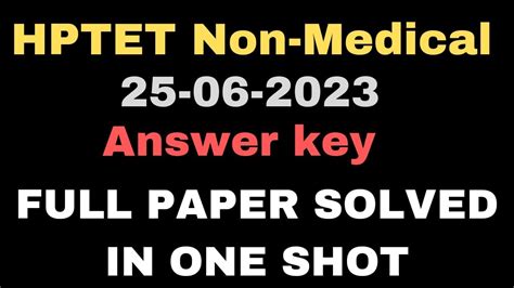 Hptet Non Medical Answer Key Held On Full Paper Solved