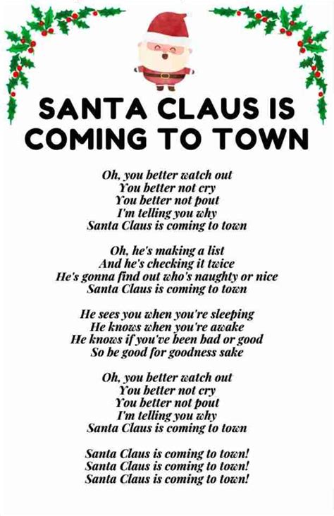 Collection Of Christmas Carol Song Lyrics Printables