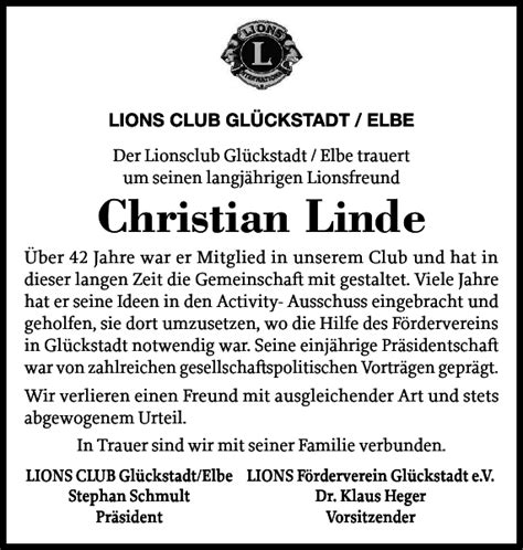 Christian Linde Gedenken Norddeutsche Rundschau