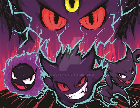 Gastly Haunter Gengar And Mega Gengat By Neartarc On Deviantart
