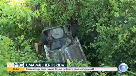 Vídeo Carro cai em barranco e deixa uma mulher ferida em BH Bom Dia