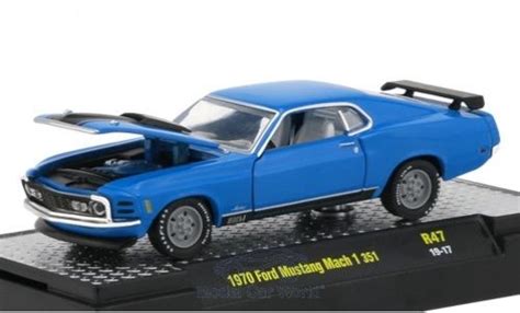 Modellautos Ford Mustang 1 64 M2 Machines Mach 1 351 Blau Matt Schwarz