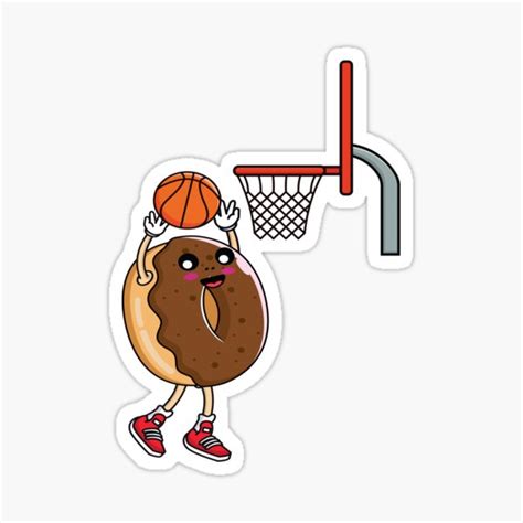 Cute Donut Playing Basketball Sticker For Sale By Donutlovers Redbubble