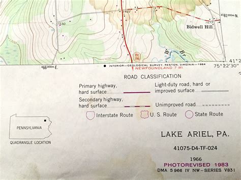 Antique Lake Ariel Pennsylvania 1966 Us Geological Survey Etsy