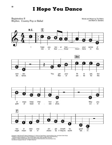 I Hope You Dance By Lee Ann Womack Sheet Music For E Z Play Today At