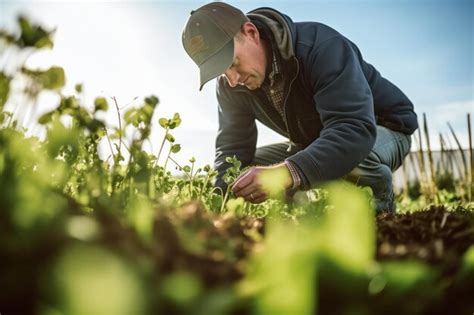 Un Agricultor Inspecciona Un Cultivo De Cobertura Diverso Que Promueve