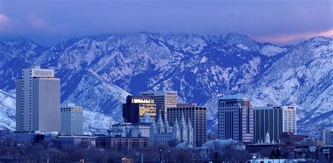 Salt Lake City Skyline With Wasatch by John Telford Photographs