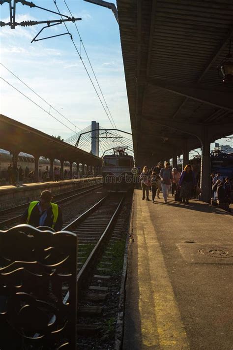 Train Detail And Train Platform At Bucharest North Railway Station Gara