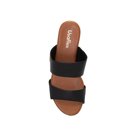 Tamanco Usaflex Feminino Salto Bloco Tresse Ae Preto