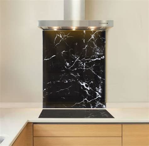 Black Marble Glass Splashback